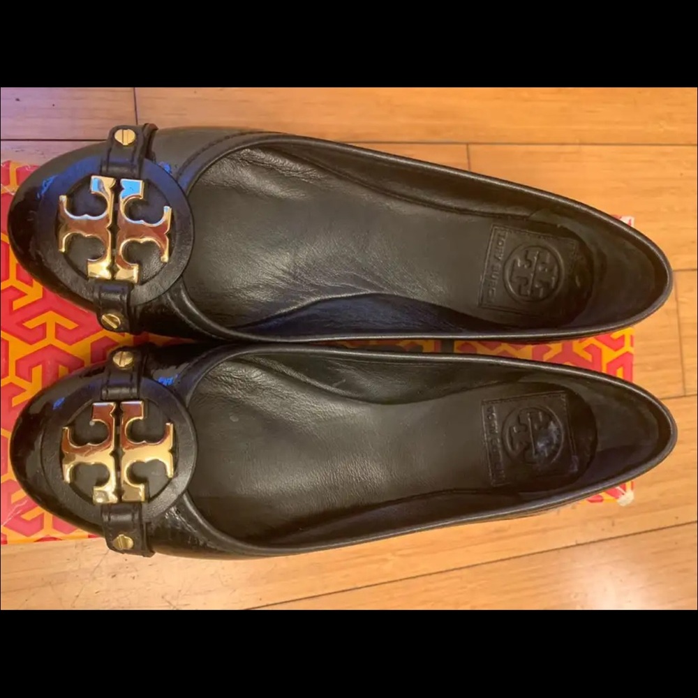 Tory Burch Black Leather Ballet Flats